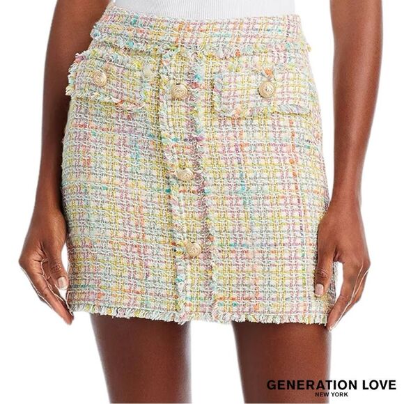 Generation Love **NWT** Sandra Tweed Skirt in Rainbow - Picture 10 of 14